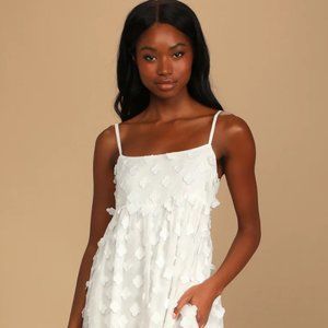 Feel the Flower Power White 3D Floral Sleeveless Maxi Dress Lulu's NWT